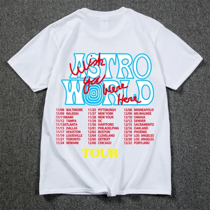 Cactus Jack Harajuku T-Shirts WISH YOU WERE HERE Letter Print Tee